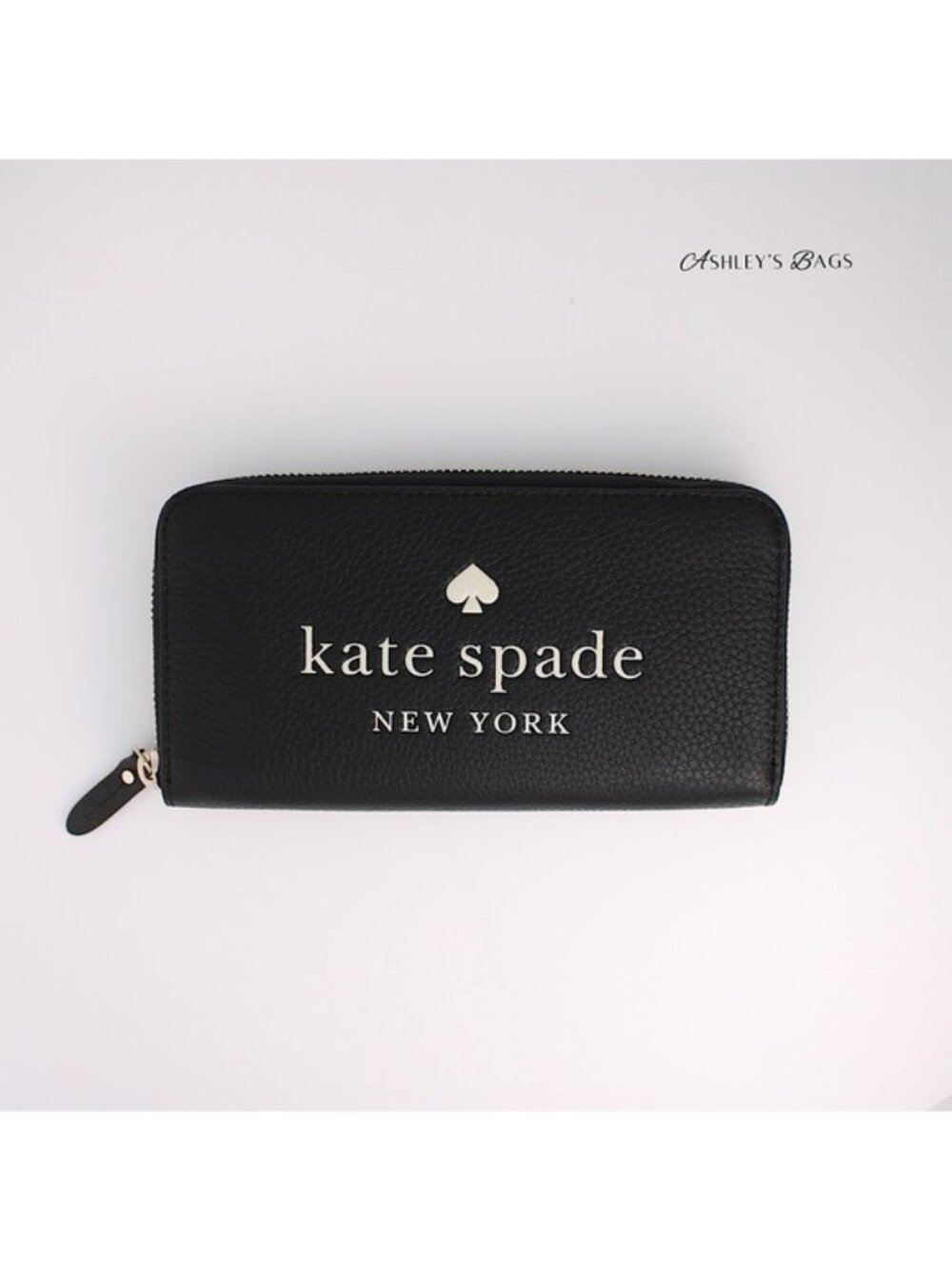 Kate Spade Ella Pebbled Leather Large Continental Wallet In Black